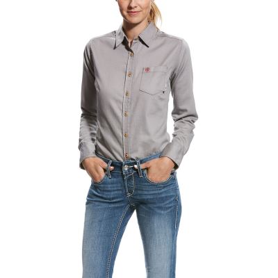 Ariat Work: FR Basic Camisa Mujer - Plateadas (XIMWS6385)